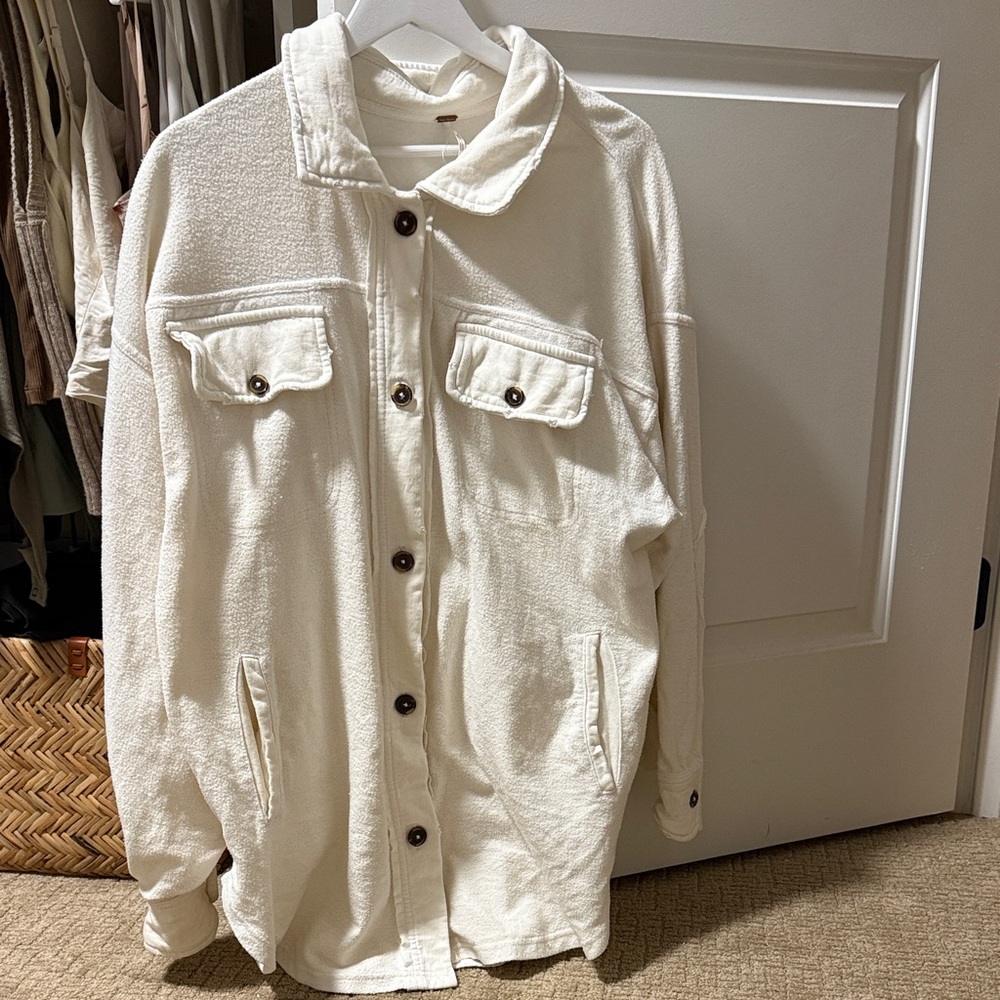 Free People Cream Shirt Jacket